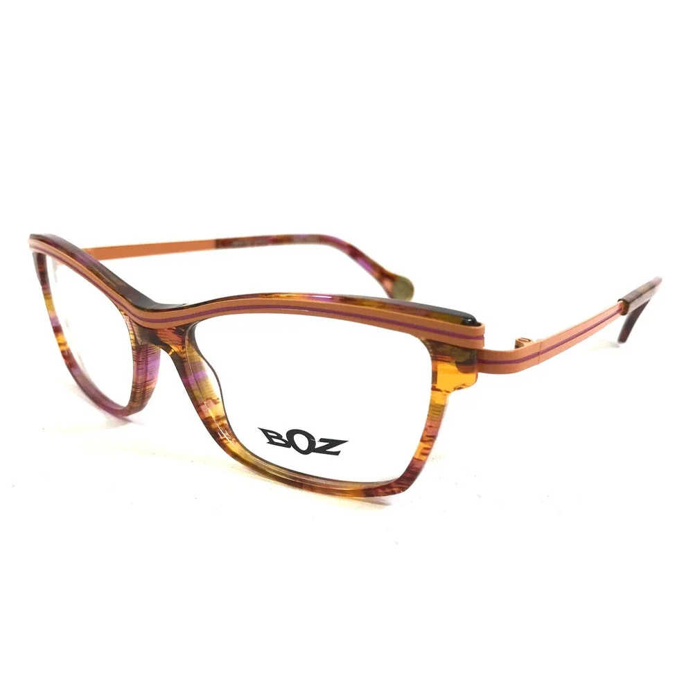 BOZ Eyeglasses Frames WOODY 3878 Orange Pink Striped Tortoise 53-15.5-135